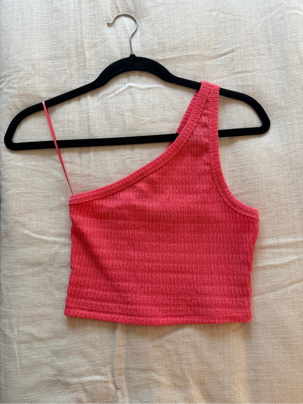 American Eagle Outfitters One-Shoulder Ribbed Crop Top in Pink